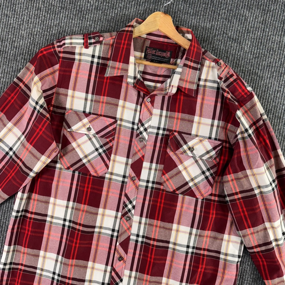 Blac Lacquer Mens 4XL Plaid Shirt Long‎ Sleeve Grunge Y2K Rockabilly Streetwear